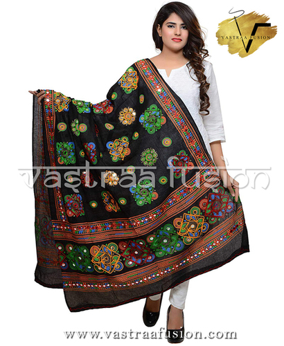 Ladies Cotton Embroidered Chakachak Aari Kutch Dupatta