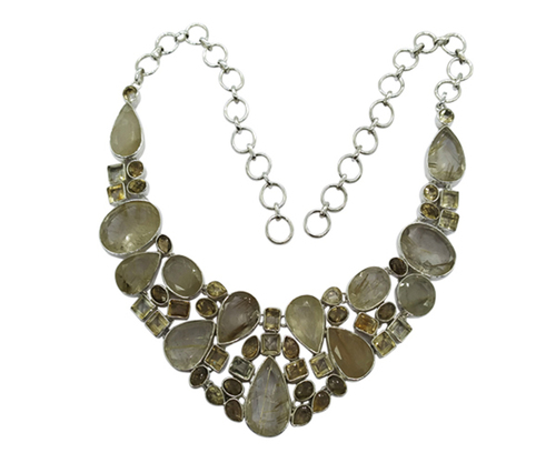 Glitzy Multi-Color 925 Silver Gemstone Necklace