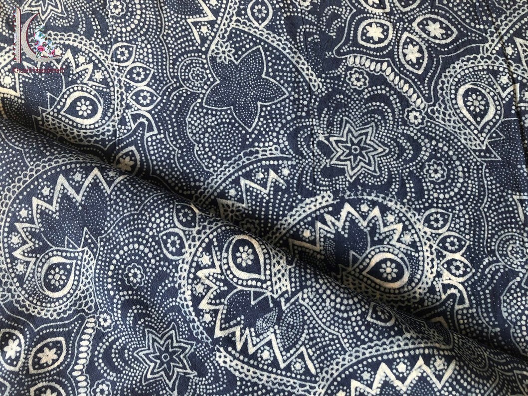 Paisley Print Indigo Blue Fabric