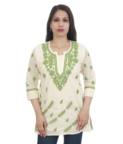 Cotton Luknowi Chikan Short Top