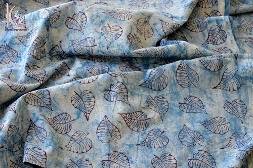 Leaf Print Indigo Blue Fabric