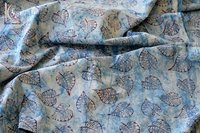 Leaf Print Indigo Blue Fabric
