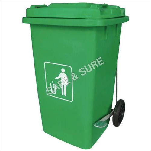 Commercial Trolley Plastic Dustbin - Plastic Material, Green Color | Durable Design for Efficient Waste Management in Commercial Spaces