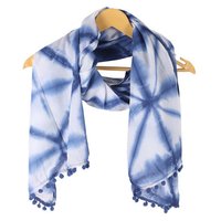 White Blue Shibori Cotton Sarong