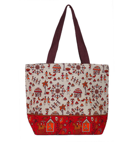 Red & White Ladies Jute Hand bag Red & White Ladies Jute Hand bag