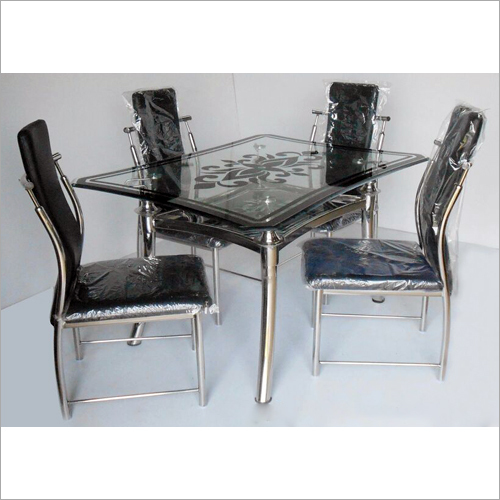 Steel Glass Four Seater Dining Table At Best Price In Rajkot Gujarat Jalaram Furniture