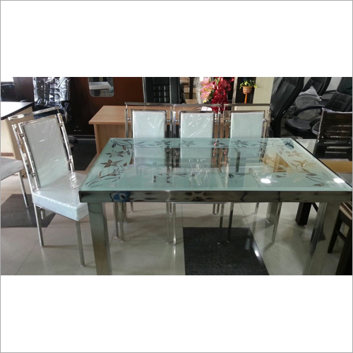 SS Glass Top Dining Table Set By JALARAM FURNITURE