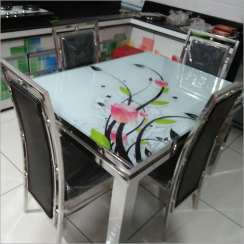 printed glass top dining table