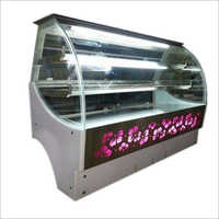 Food Display Counter - Stainless Steel & Glass, 3.5 Feet Rectangular Design, Matte Silver Finish, Refrigerator Equipped With Led Lighting