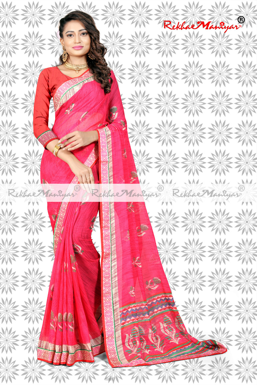 Faux Chiffon Printed Bangalori Blouse Saree