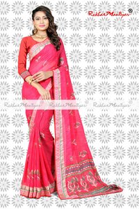 Faux Chiffon Printed Bangalori Blouse Saree