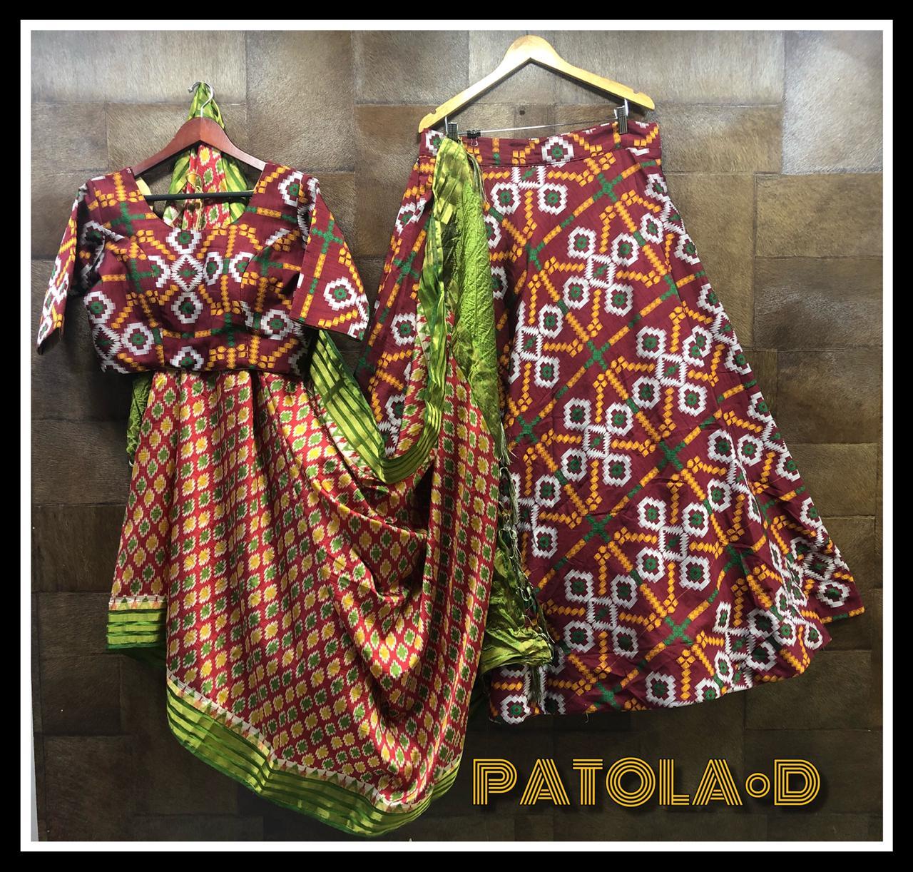 Pure Patola Weaving cotton silk fabric lehengha