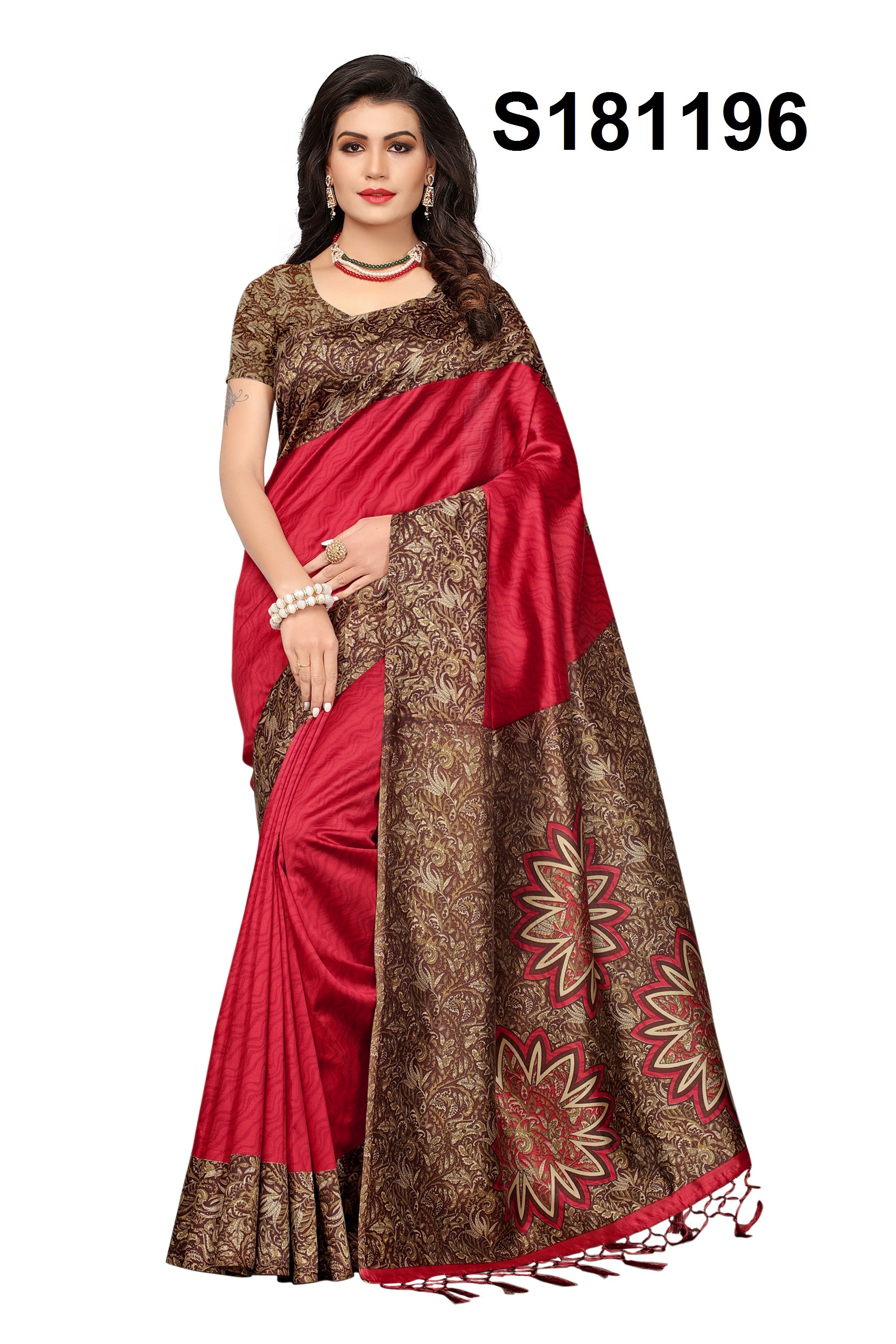KALAMKARI MYSORE SILK JHALAR PRINTED SAREE