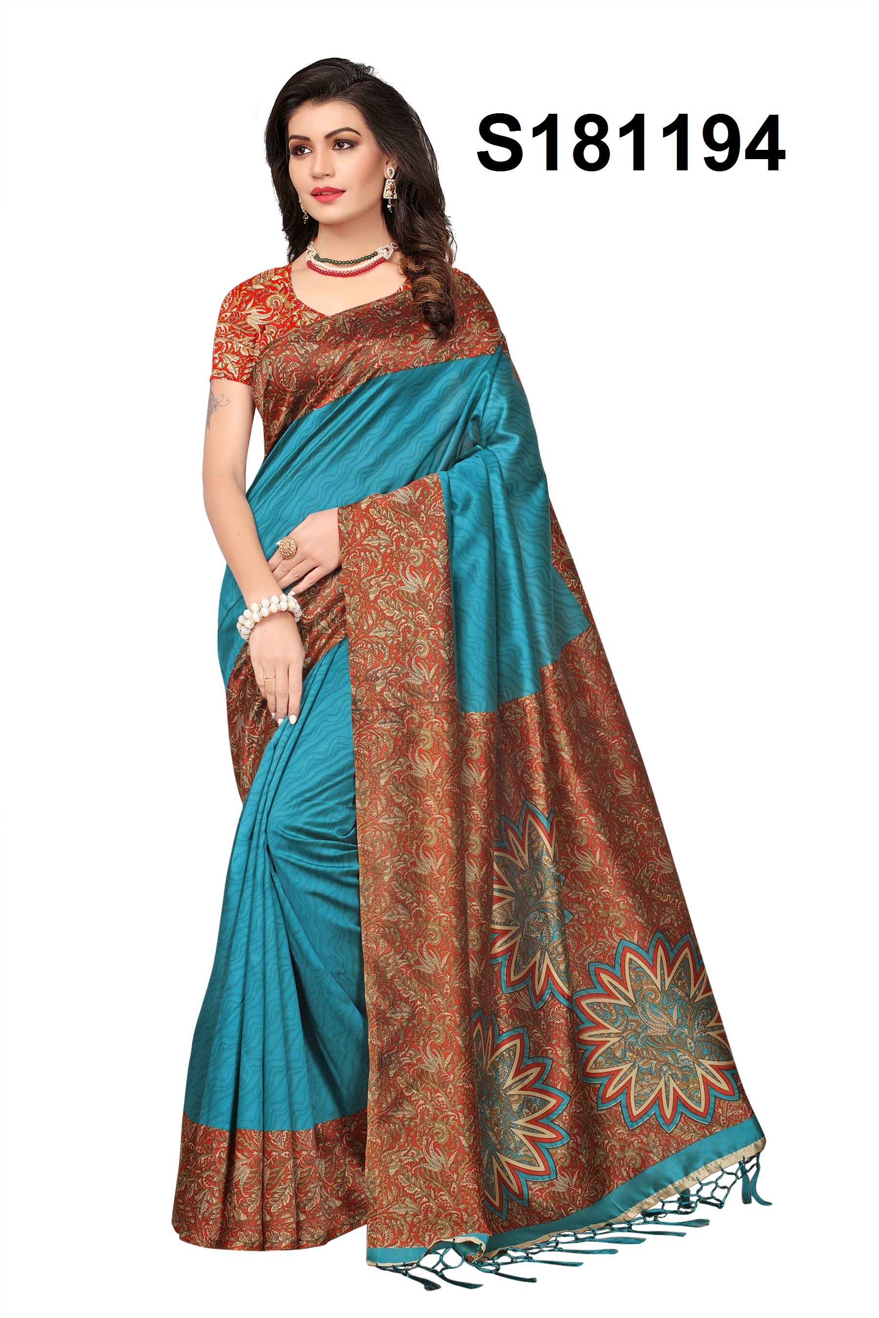KALAMKARI MYSORE SILK JHALAR PRINTED SAREE