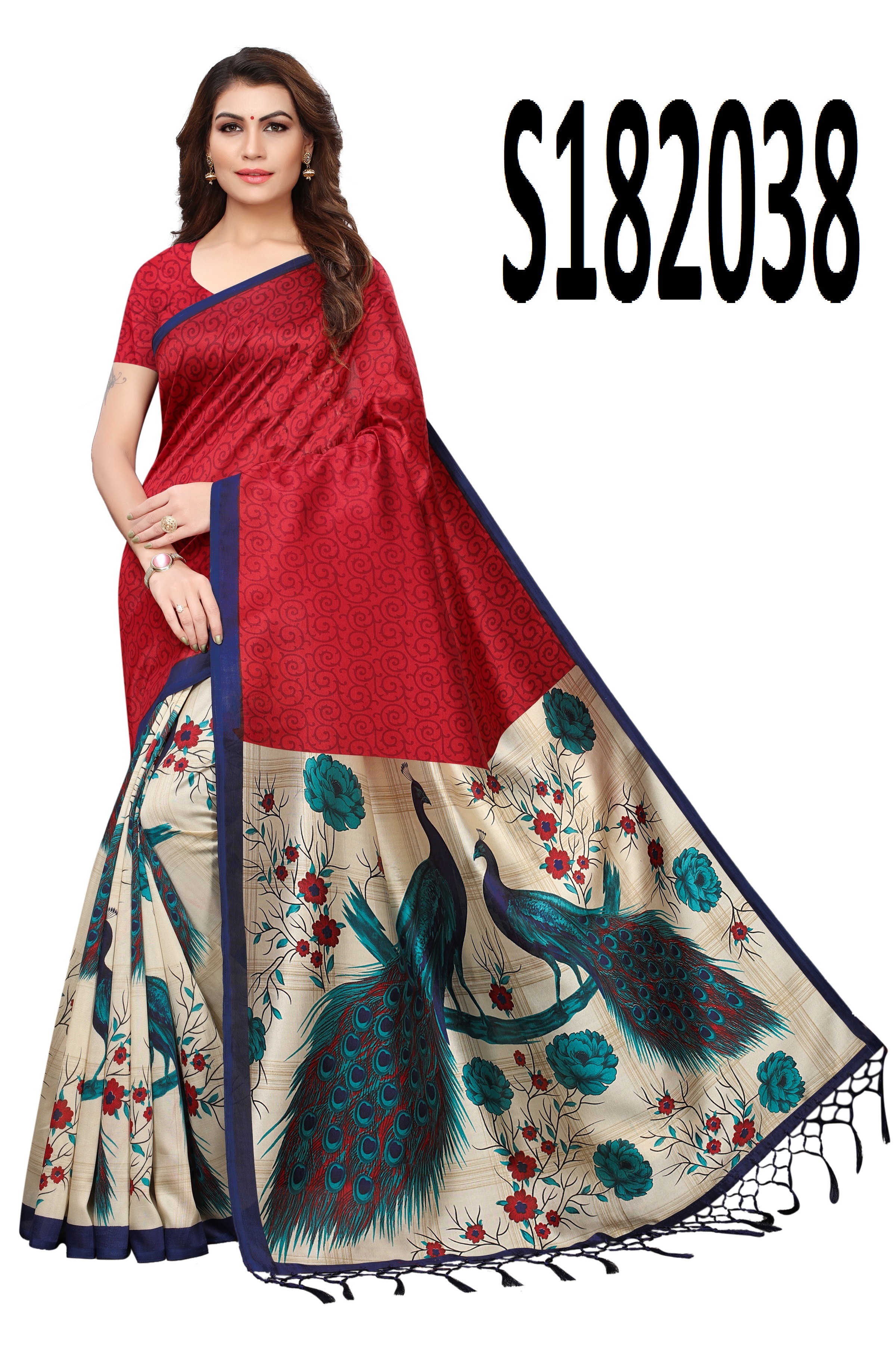 KALAMKARI MYSORE SILK JHALAR PRINTED SAREE