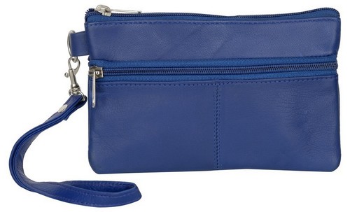 Leather Blue Wristlet Bags