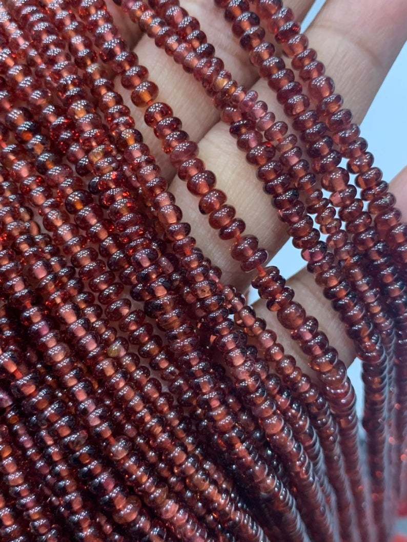 Natural mozambique garnet rondelles 3-4mm