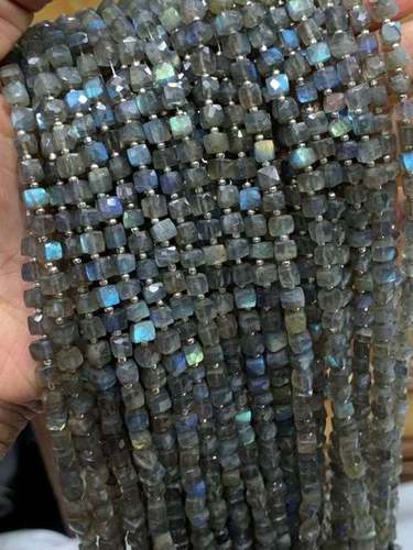 labradorite cube box faceted beads 5mm,