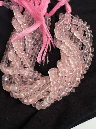 Rosequartz rondelle Faceted Beads, 7-7.5mm Approx, 10 Inches Strand