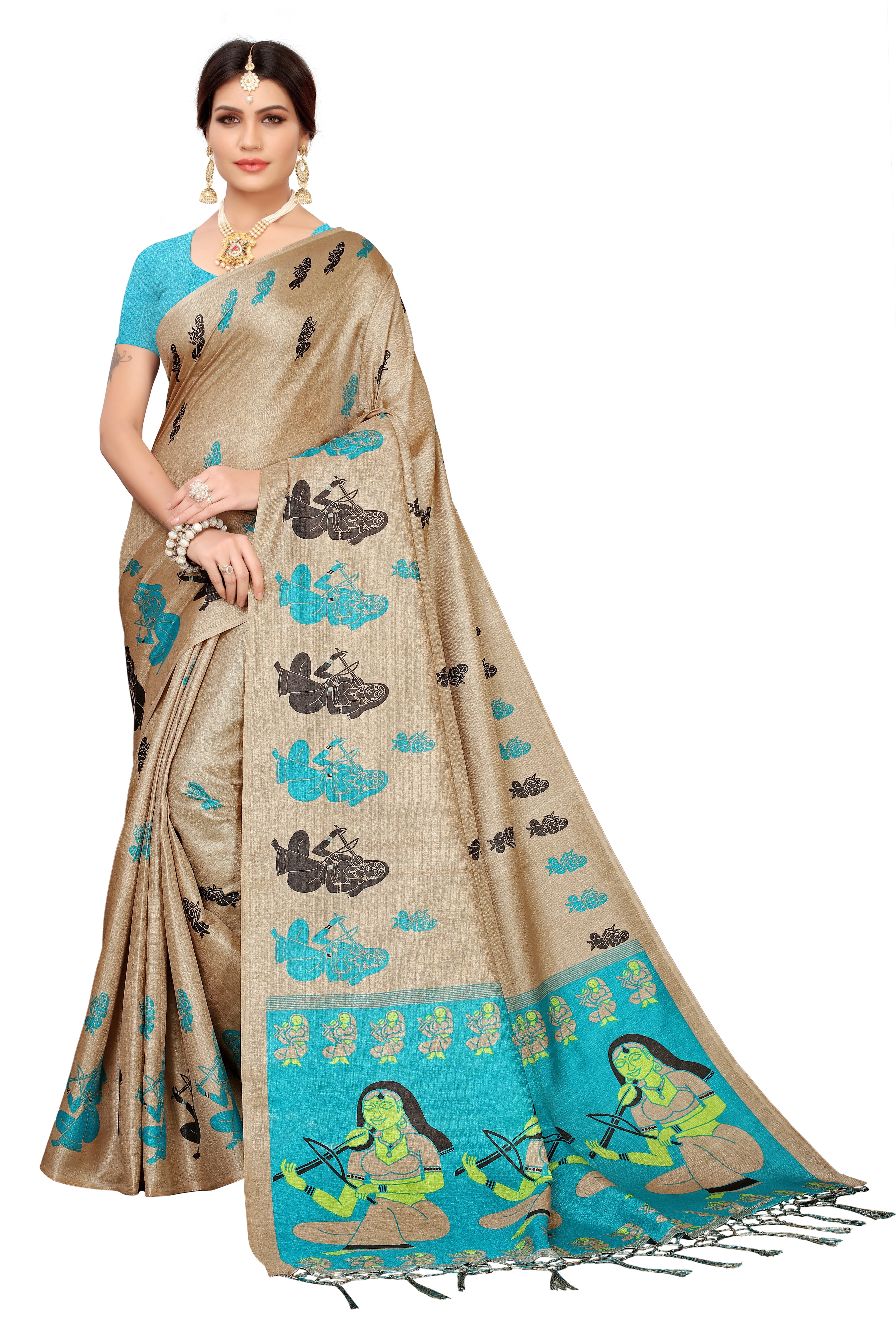 KALAMKARI KHADI SILK WITH JHALAR SAREE