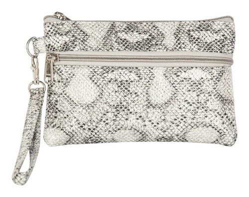Pu 316 Shining Snake White Wristlet Bag