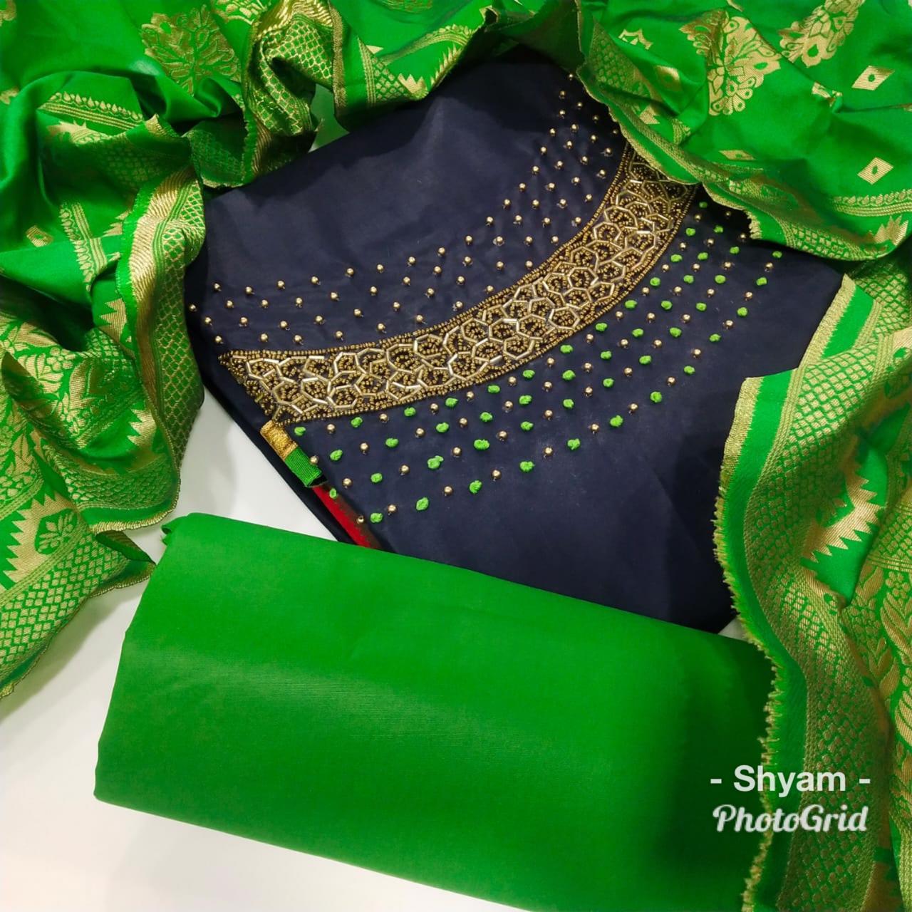 Designer handwork p.c.cotton with AARI work KHATLI