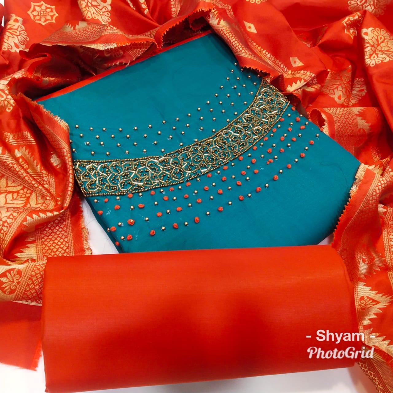 Designer handwork p.c.cotton with AARI work KHATLI