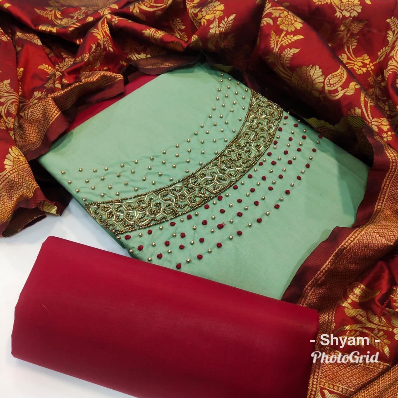 Designer handwork p.c.cotton with AARI work KHATLI