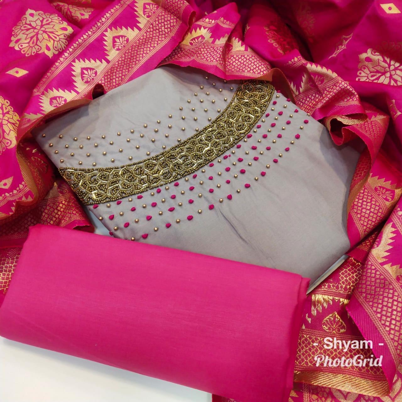 Designer handwork p.c.cotton with AARI work KHATLI