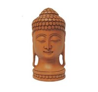 Wooden Buddha Head Statue - 3 Inch Size, Hand-carved Fine Wood Featuring Artistic Details, Promotes Peace And Prosperity
