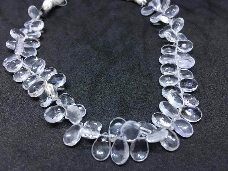 Natural Crystal Pear Faceted Beads, 6x8mm, 8 Inches Strand