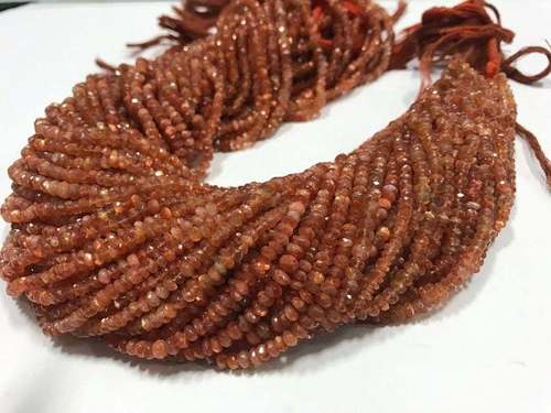 AAA Sunstone micro faceted rondelle beads | 3.5-4MM | 14.5 inch strand approx | pack of 4 strands