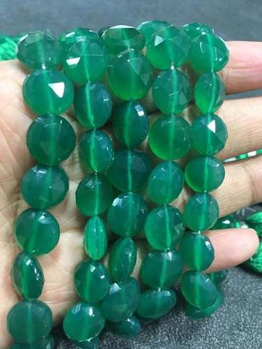 Green Onyx Coin Faceted Beads, 6/11mm Approx, 10 Inch Strand
