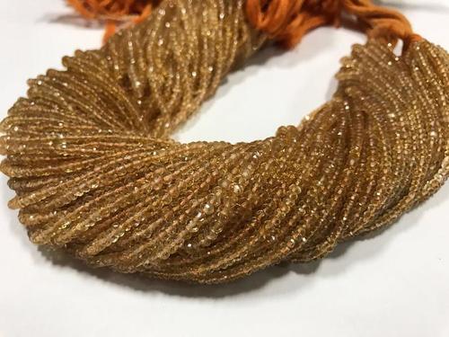 AAA Citrine micro faceted rondelle | 13 inch strand | 3MM approx | pack of 4 strings