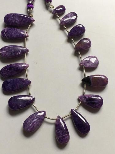 16 Pieces Rare Charoite Smooth Pear Shape Beads