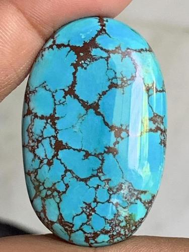 Natural Tibetan Turquoise Oval Flat Back Cabochan, Turquoise Cabochan Grade: A