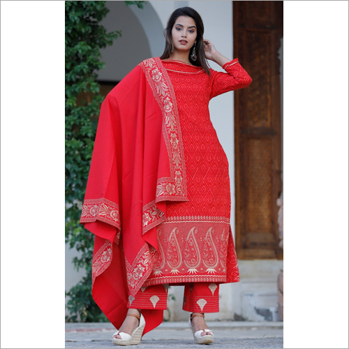 Tomato red Cotton suit set