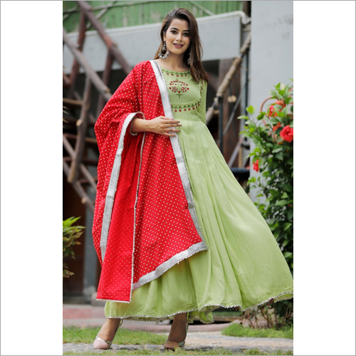 Pista green dress with dupatta