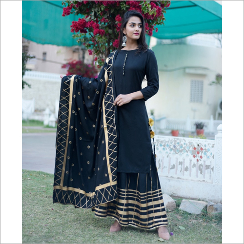 Black Gharara suit set