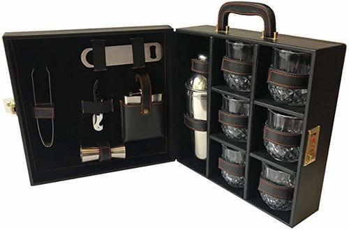 Leather Portable Bar Set At Latest, Leather Travel Bar