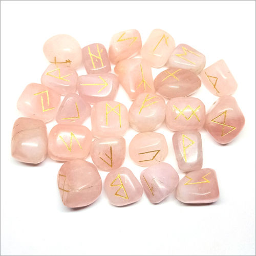 Heart Cut Rose Quartz Rune Set