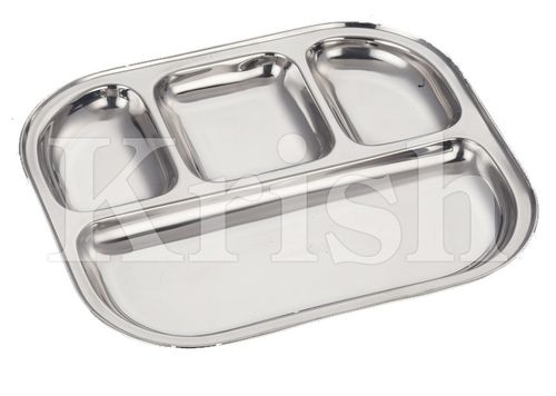 Semi Oval 4 Compartment Tray - Color: As Per Requirement