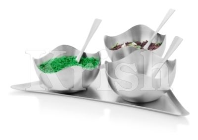 Four Petal Bowl Snack Tray Set - 3 Pcs - Color: As Per Requirement