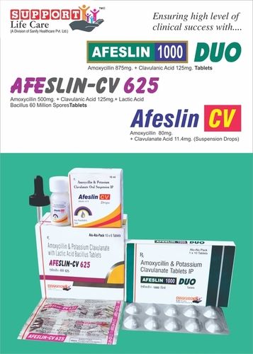 Amoxycillin 500 mg + Clavulanic Acid 125mg + Lactic Acid Baccillus 60 Million Spores. ( Strip Pack 10x6)