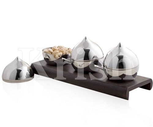 As Per Requirement Coco Bowl With Wooden Stand - 3 Pcs