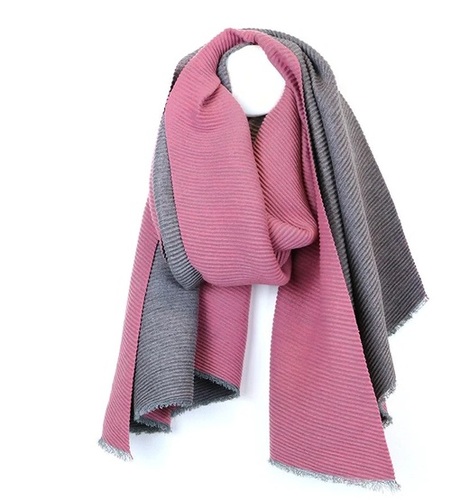 Pink Ang Grey Wool Reversible Scarves India