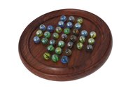 Solitaire Game Puzzles Wooden Indoor Outdoor with Marbles