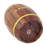Craft Art India Decorative Handmade Wooden Barrel Shape Money Bank Piggy Bank Coin Box