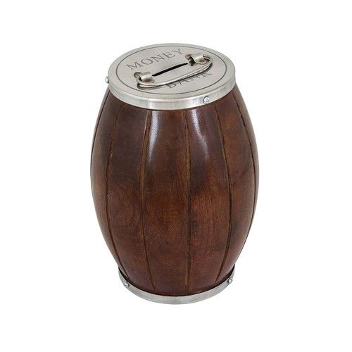 Wood Metal Cap Wooden Piggy Bank