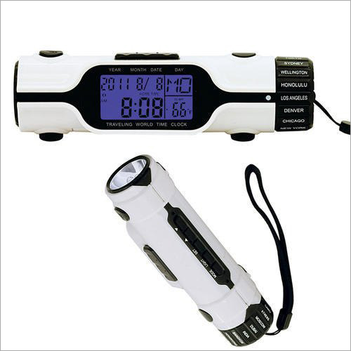 World Time Clock With LED Torch